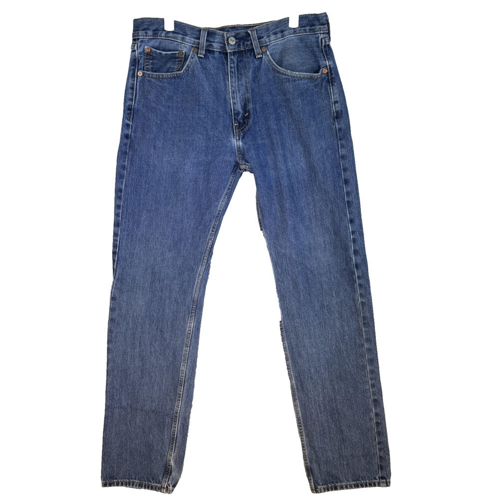 Levis 505 Jeans Mens 33x34 Blue Medium Wash Straight Leg Denim Classic Zip Fly